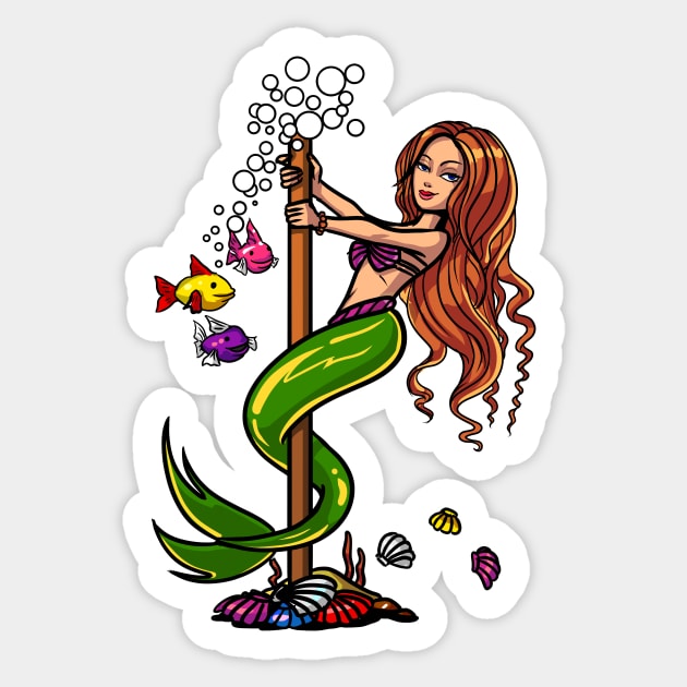 Mermaid Pole Dancing Sticker by underheaven